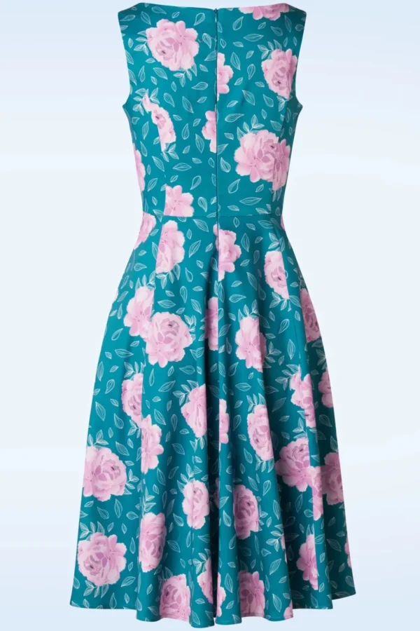 Best Sale Topvintage Boutique Collection Adriana Swingjurk Met Bloemenprint In Groenblauw Blauw