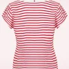 Clearance Bunny Ahoy Blouse In Wit En Rood