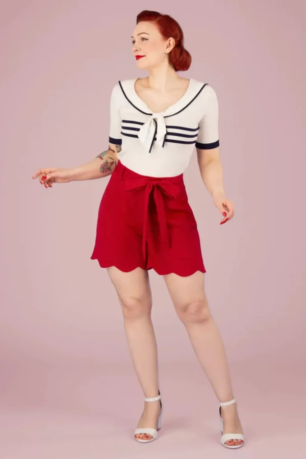 Clearance Banned Retro Ahoy Scallop Short In Rood