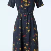 Online Collectif Clothing Alberta Bloom Floral Jurk In Marineblauw