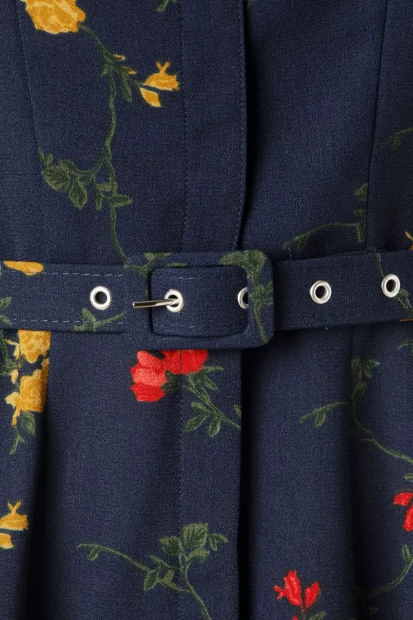 Online Collectif Clothing Alberta Bloom Floral Jurk In Marineblauw
