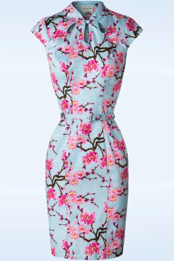 Cheap Banned Retro Alice Blossom Penciljurk In Blauw