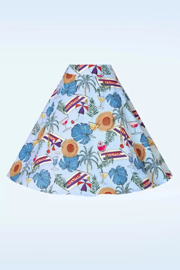 Online Banned Retro Aloha Swing Rok In Blauw