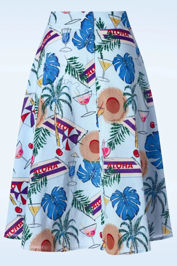 Online Banned Retro Aloha Swing Rok In Blauw