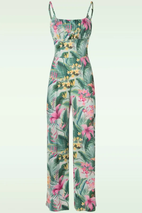 Best Vintage Chic for Topvintage Alyssa Tropical Jumpsuit In Mint Groen