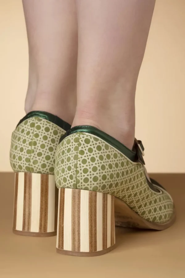 Best Sale Nemonic Amelie Lederen T-Strap Pumps In Groen