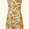 Online Vintage Chic for Topvintage Amy Bloemen Jurk In Oranje En Groen