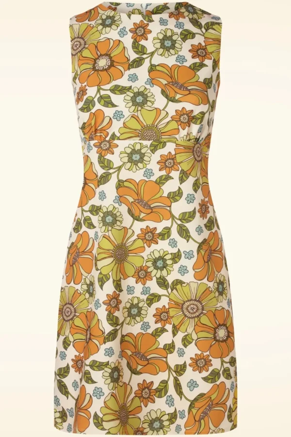 Online Vintage Chic for Topvintage Amy Bloemen Jurk In Oranje En Groen