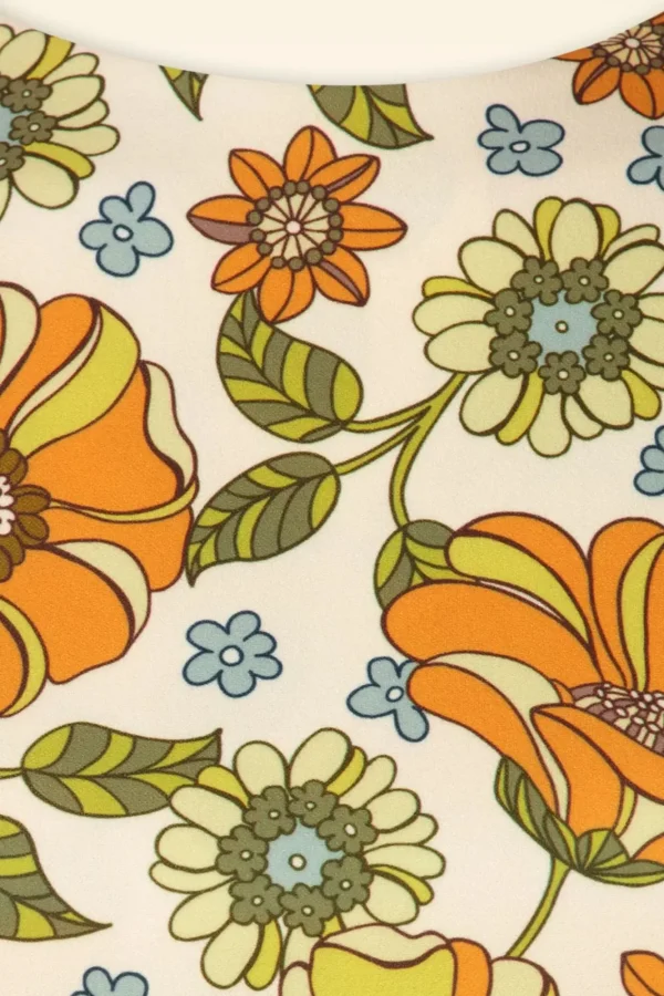 Online Vintage Chic for Topvintage Amy Bloemen Jurk In Oranje En Groen