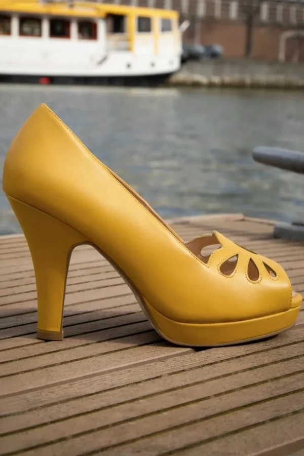 Outlet Lola Ramona u2665 Topvintage Angie Monaco Peeptoe Pumps In Mango Mojito
