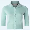 Clearance Banned Retro April Cardigan Met Korte Mouwen In Aqua Blauw