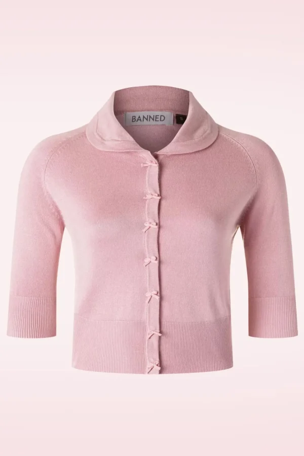 Cheap Banned Retro April Cardigan Met Korte Mouwen In Blush