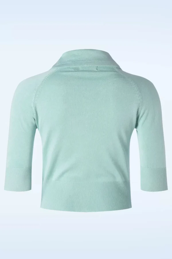 Clearance Banned Retro April Cardigan Met Korte Mouwen In Aqua Blauw