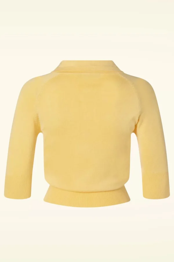 Store Banned Retro April Cardigan Met Korte Mouwen In Citroen