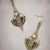 New Lovely Art Deco Koperen Oorbellen In Goud