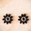 Best Lovely Audrey Jet Flower Stud Oorbellen In Zwart En Zilver