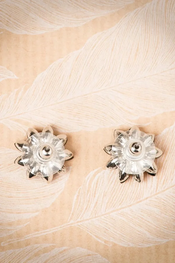 Best Lovely Audrey Jet Flower Stud Oorbellen In Zwart En Zilver