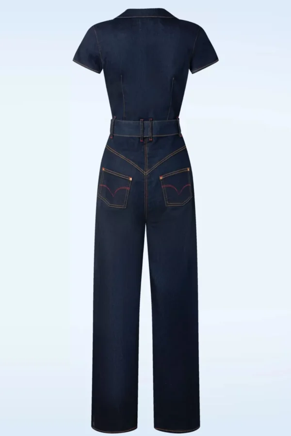 Fashion Rock-a-Booty Audrey Jumpsuit Short Sleeve In Donkerdenim