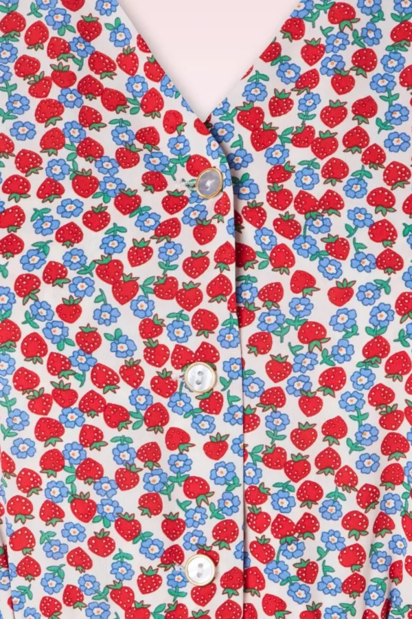 Best Louche Bathilde Strawberry Fields Midi Jurk In Multi