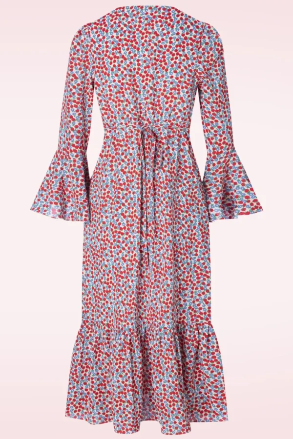 Best Louche Bathilde Strawberry Fields Midi Jurk In Multi