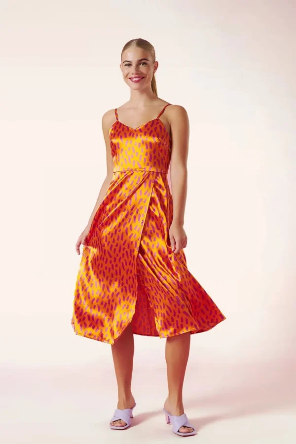 Outlet Minueto Bella Midi Jurk In Oranje