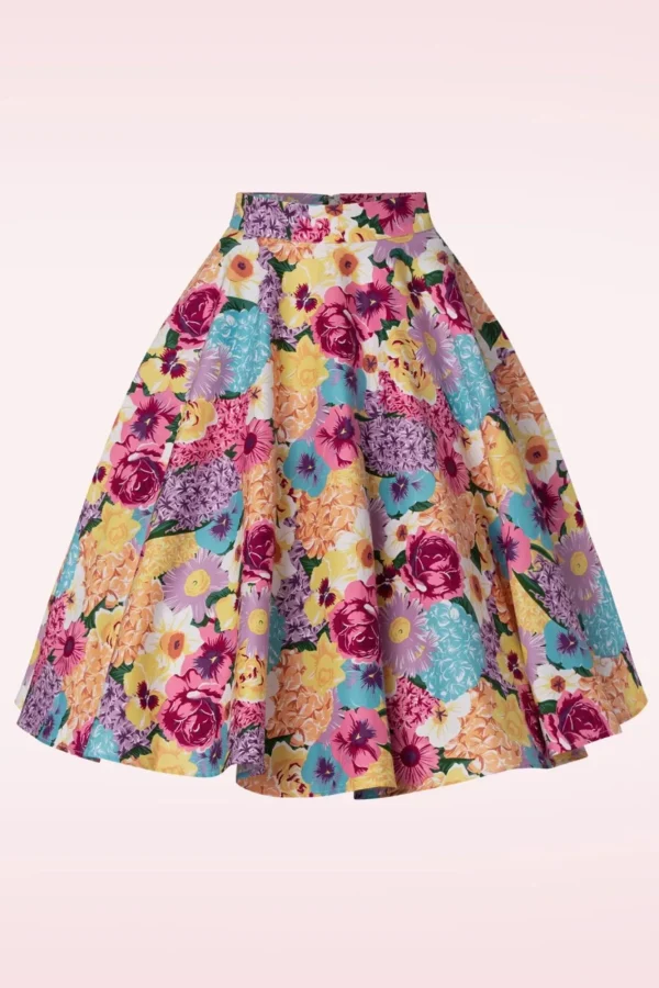 Clearance Banned Retro Bloemen Swingrok In Roze