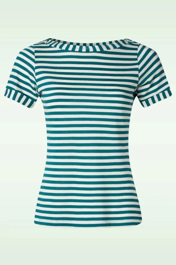 Hot King Louie Boatneck Top Chopito Stripe In Ponderosa Groen