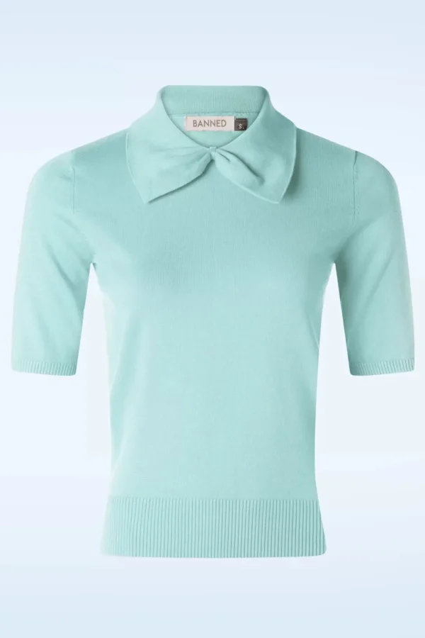 Outlet Banned Retro Bow Delight Jumper In Pastel Blauw