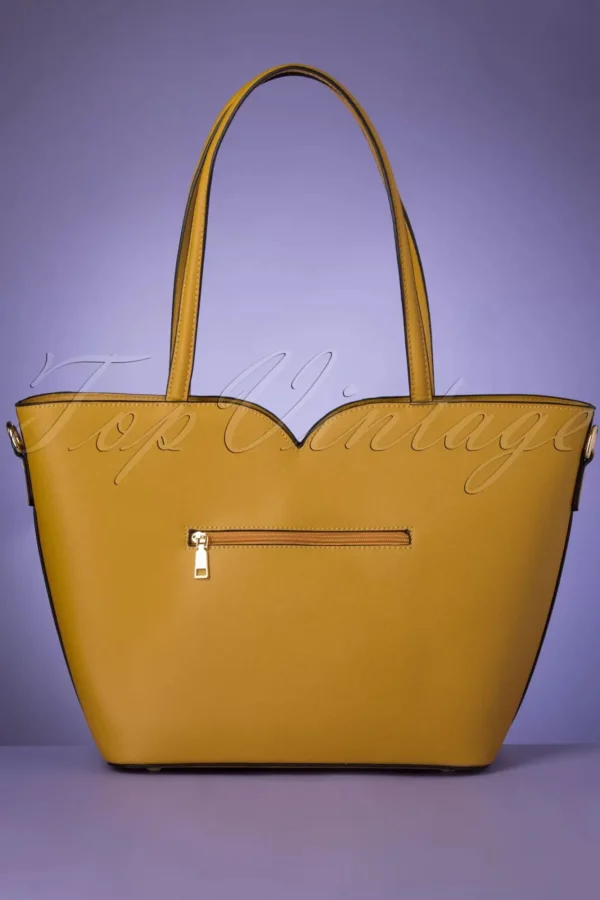New Vixen Bow Front Geschulpte Shopper Tas Mosterd Geel
