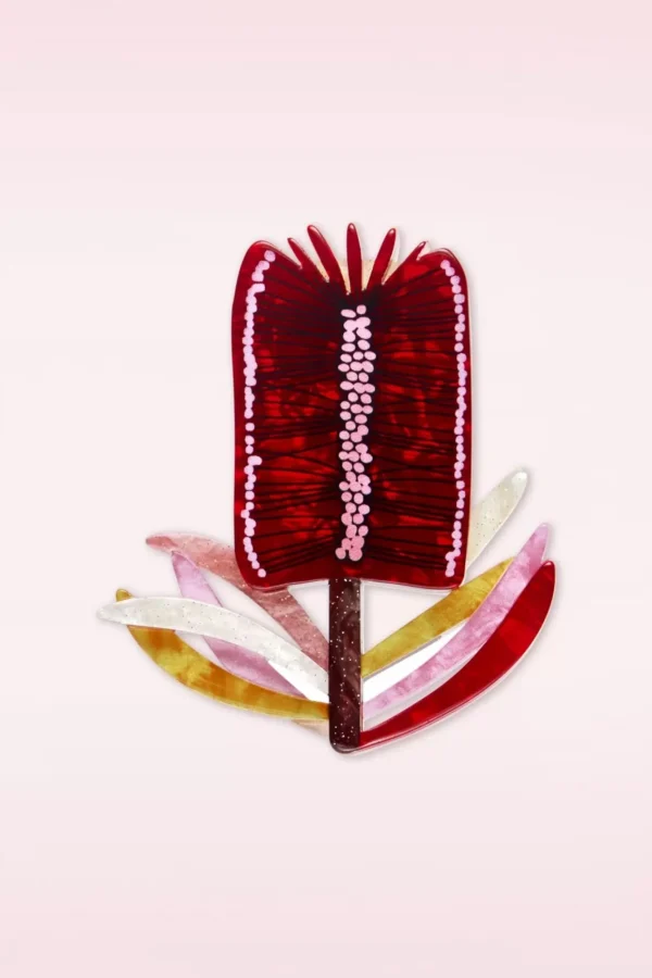 New Erstwilder Burgundy Brush Broche