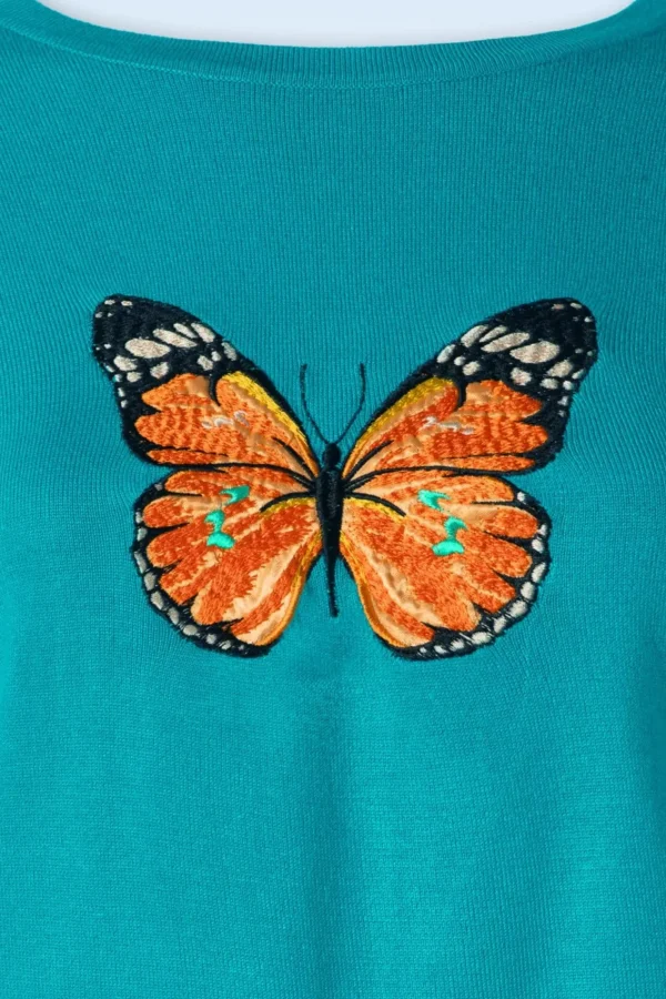 Hot Vixen Butterfly Gebreide Trui In Turquoise