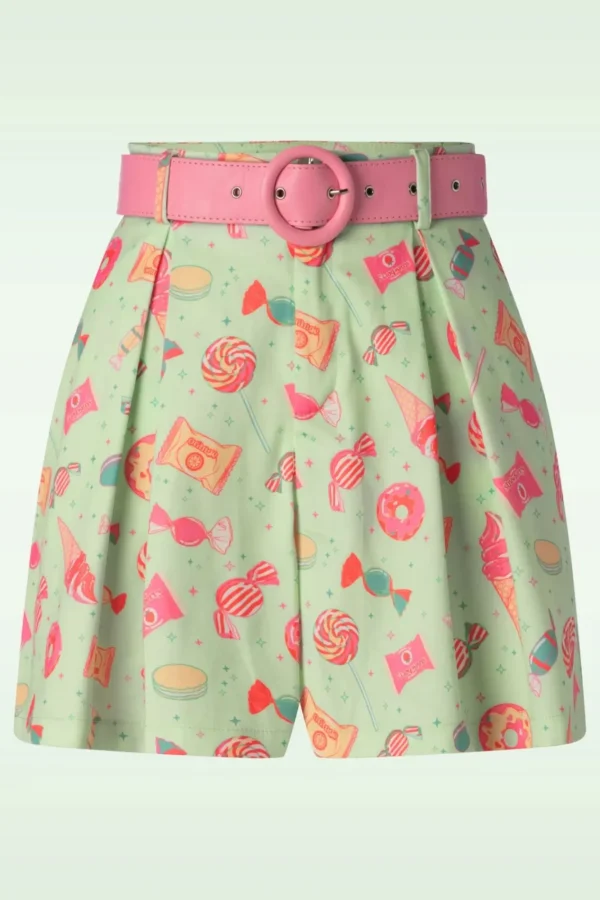 Cheap Vixen Candy Belted Shorts In Mint