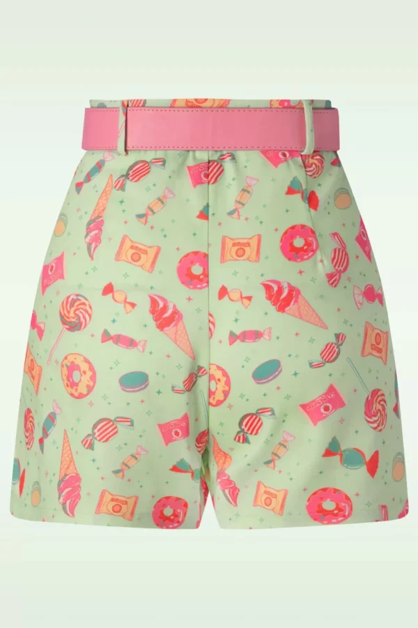 Cheap Vixen Candy Belted Shorts In Mint