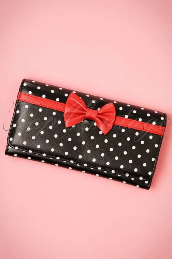 Fashion Banned Retro Carla Bow Polka Portemonnee In Zwart En Rood