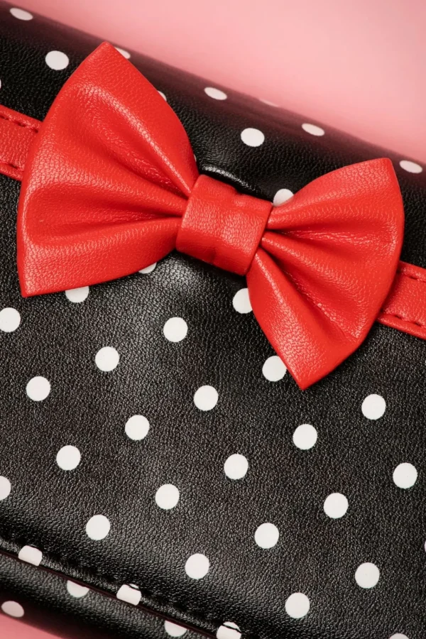 Fashion Banned Retro Carla Bow Polka Portemonnee In Zwart En Rood