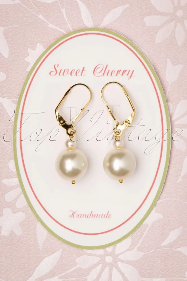 Outlet Sweet Cherry Champagne Parel Oorbellen In Goud En Ivoor