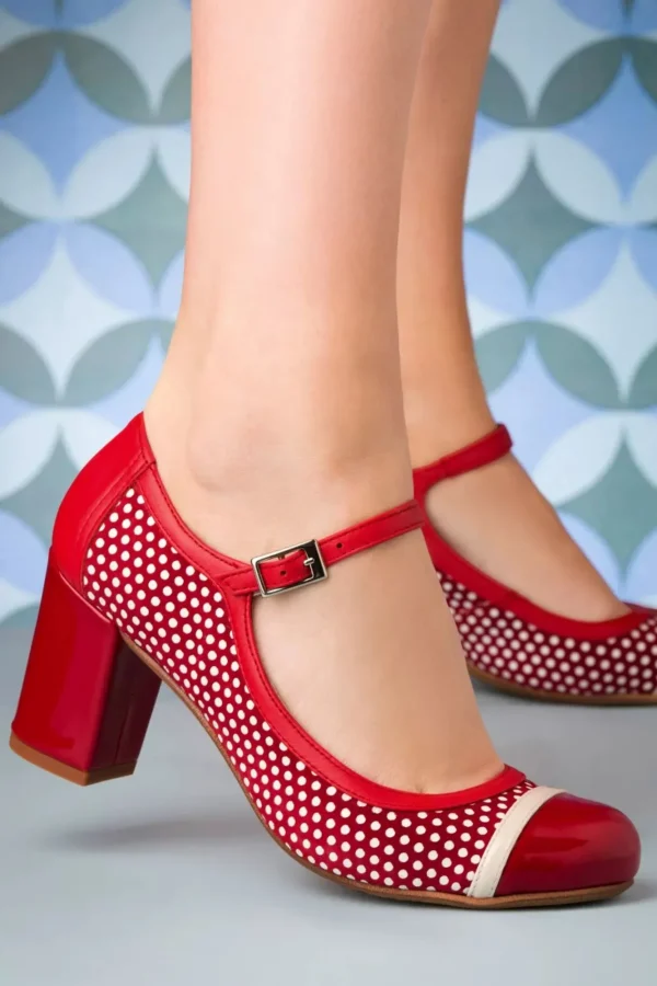 Fashion Nemonic Charol Lederen Mary Jane Pumps In Rood