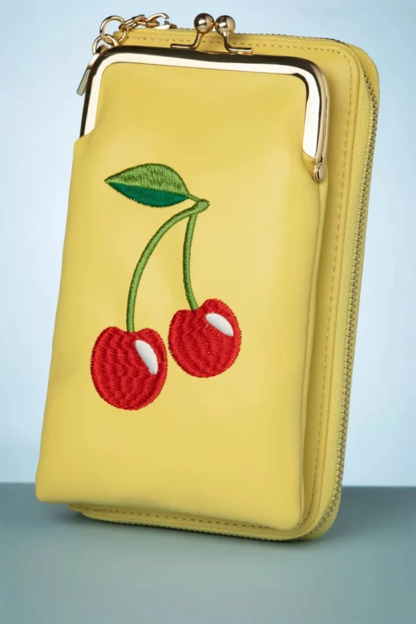 Discount Banned Retro Cherry Pie Crossbody Telefoontasje In Geel