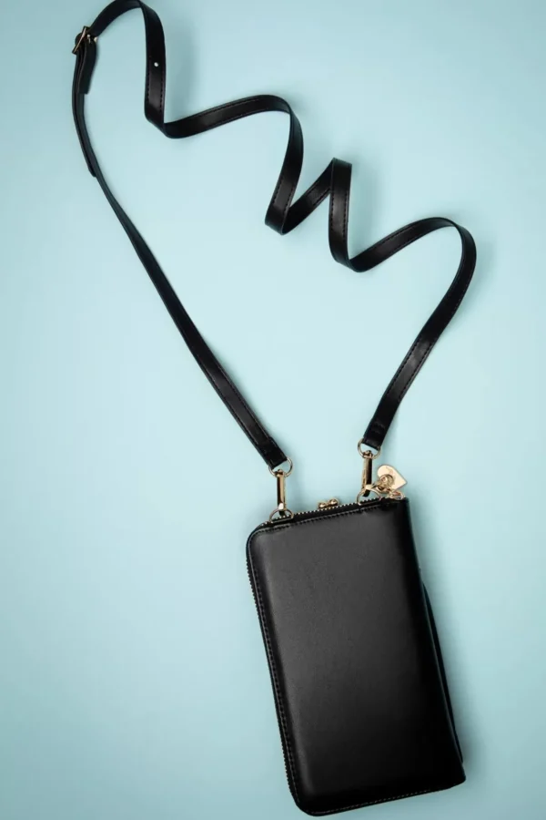 New Banned Retro Cherry Pie Crossbody Telefoontasje In Zwart