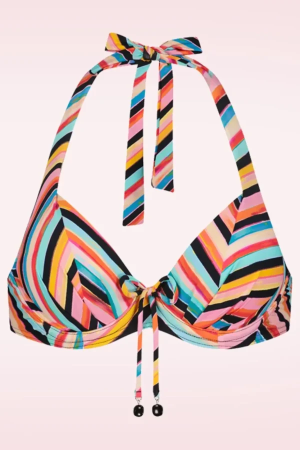 Store Cyell Chevron Chic Padded Bikini Top In Multi