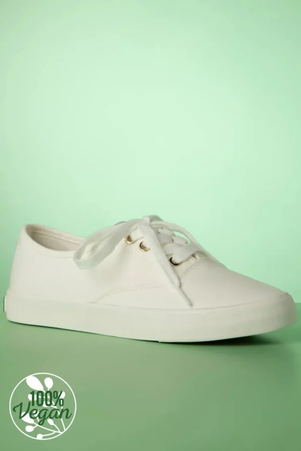 Online Tamaris Chloe Canvas Sneakers In Gebroken Wit