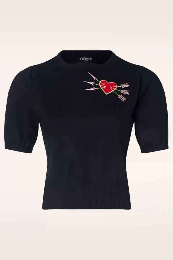 Store Collectif Clothing Chris Love Struck Gebreide Top In Zwart