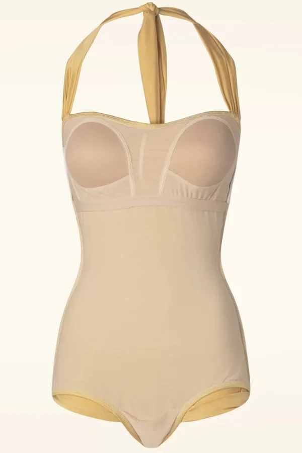 Fashion Esther Williams Classic Fifties One Piece Badpak In Goud