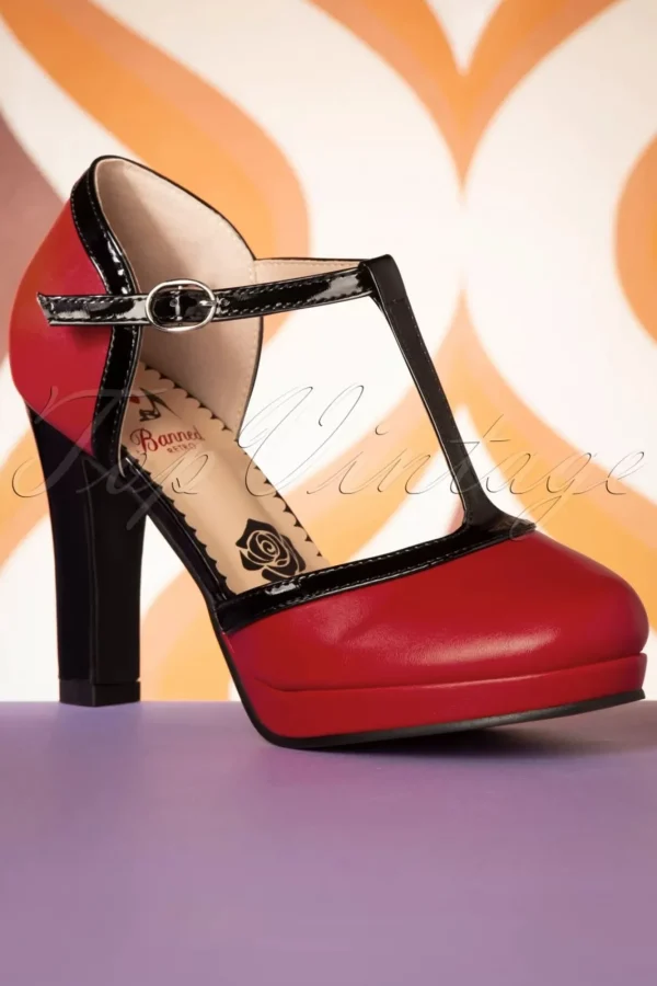 Online Banned Retro Country Rose Pumps In Rood