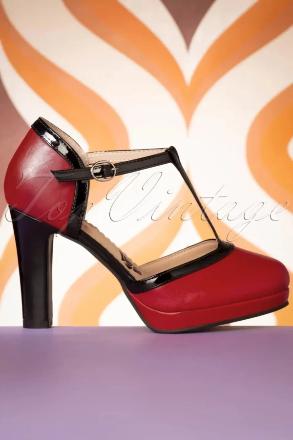 Online Banned Retro Country Rose Pumps In Rood