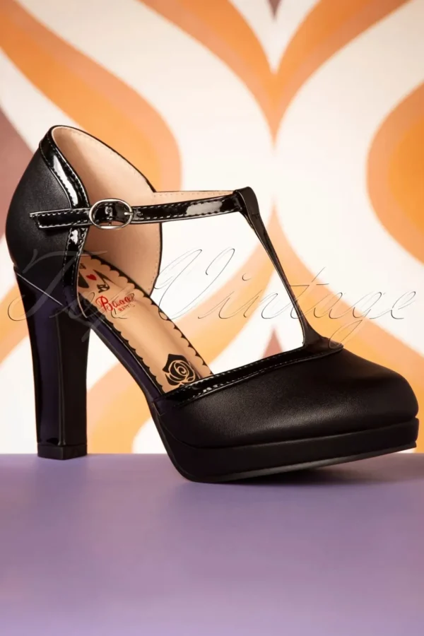 Cheap Banned Retro Country Rose Pumps In Zwart