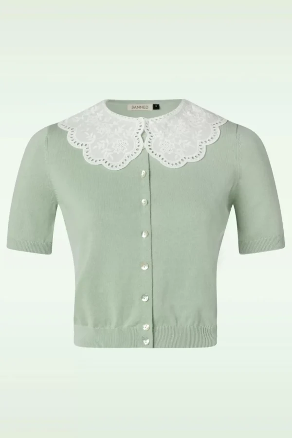 Shop Banned Retro Cutie Cardigan In Seafoam Groen