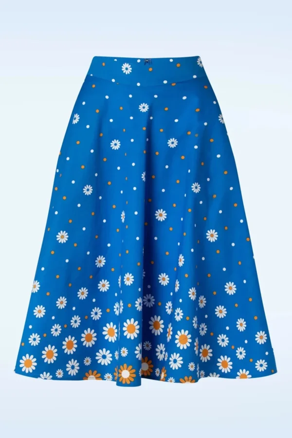 Flash Sale Banned Retro Daisy Days Swing Rok In Blauw