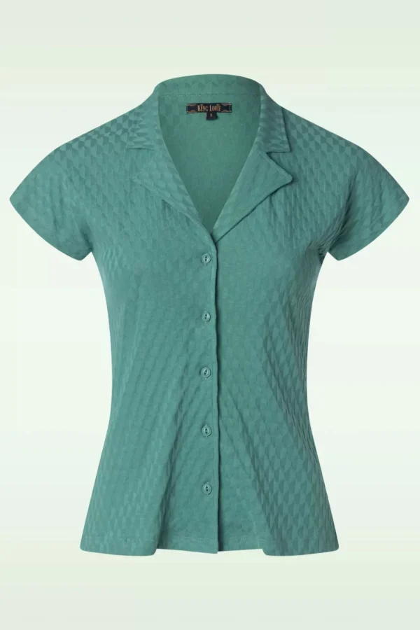 Best Sale King Louie Dani Manelli Jacquard Blouse In Smoke Groen