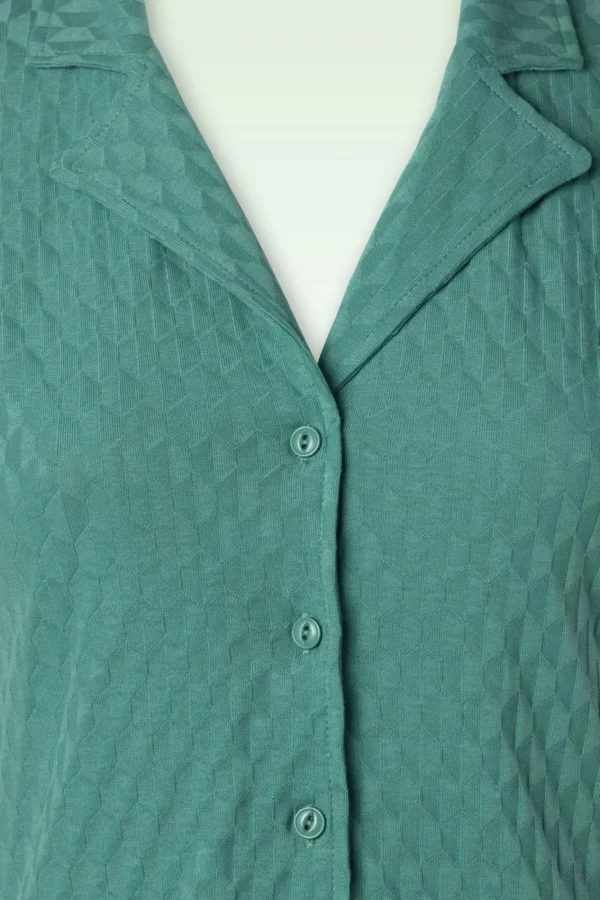 Best Sale King Louie Dani Manelli Jacquard Blouse In Smoke Groen